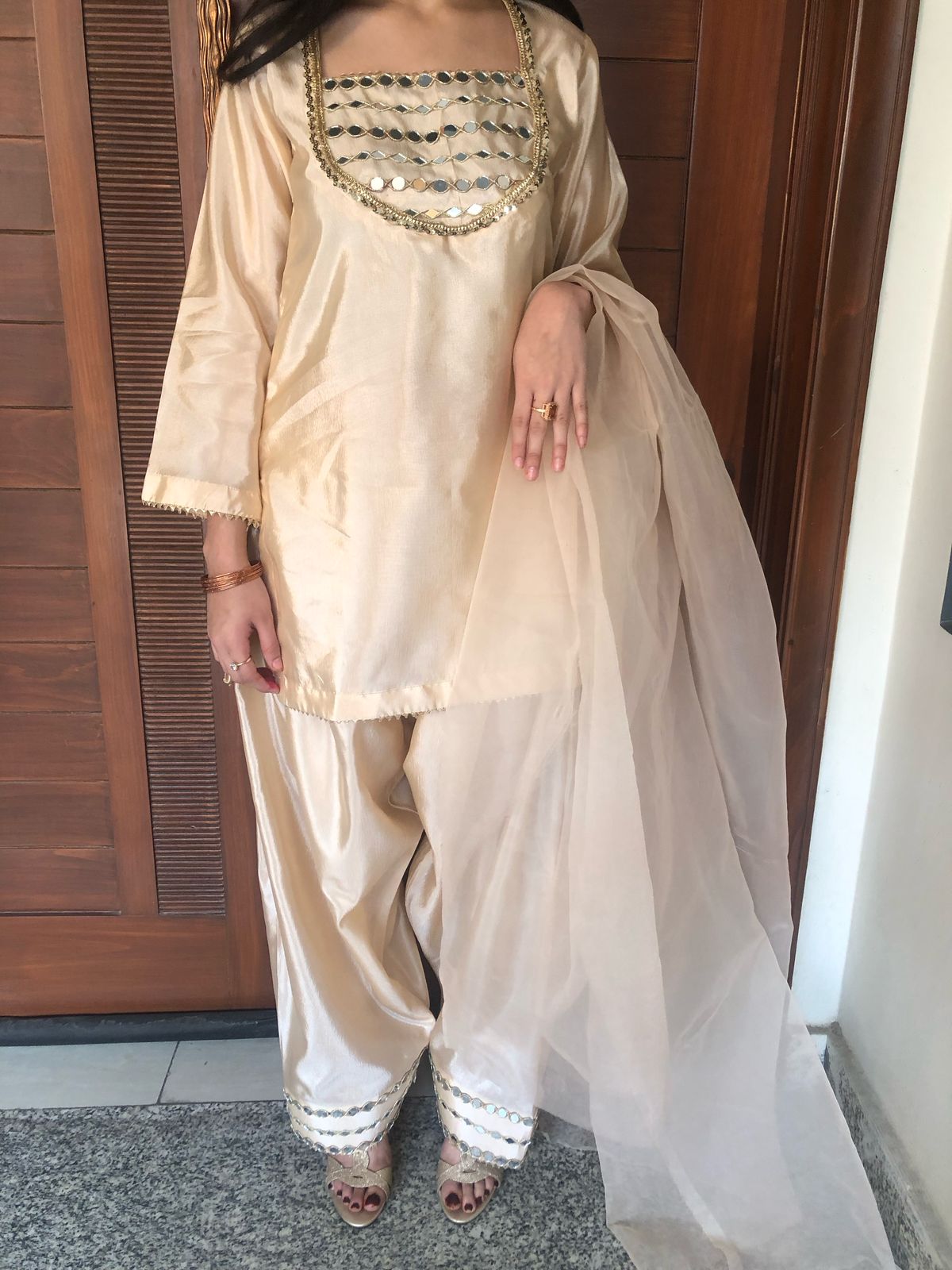 3PC Crystal Farshi Shalwar Set