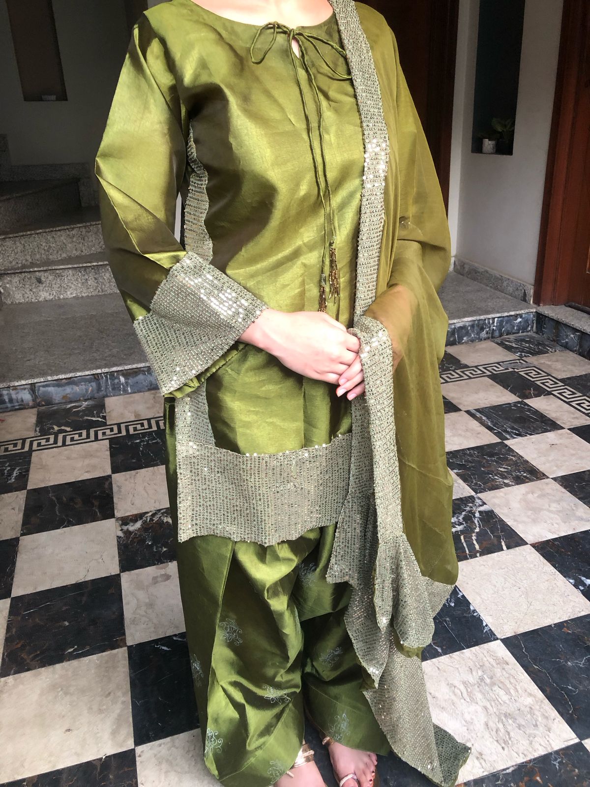 short kurta-style shirt adorned