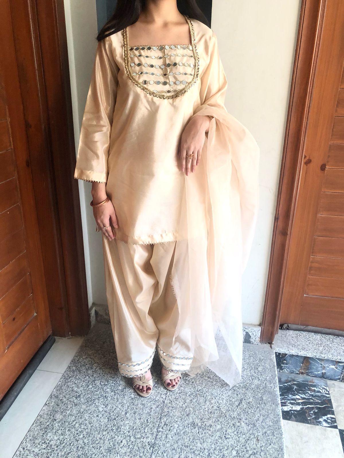 3PC Crystal Farshi Shalwar Set